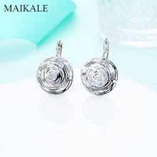 MAIKALE New Simple Hollow Flowers  Stud Earrings Simple Fashion Cubic Zirconia Earrings for Women Jewelry Brincos 2024 - buy cheap