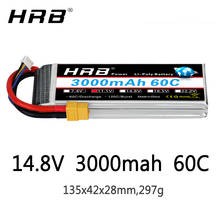 Аккумулятор HRB Lipo 14,8 V 3000mah 4S 60C XT60 EC5 XT90 XT90-S AS150 Deans T Plug Female RC Quadcopter Airplanes FPV Drone Car Parts 2024 - купить недорого