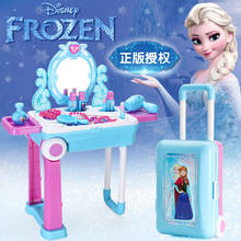 Disney-mesa de juegos para niña, tocador de princesa Frozen para niña, conjunto de regalo de maleta Micky Sophia Elsa 2024 - compra barato