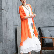Vestido informal de lino y algodón para mujer, conjunto de dos piezas, Vintage, para primavera y verano, 2021 2024 - compra barato