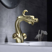 Basin Faucets Dragon Style Dual Handle Bathroom Sink Mixer Taps Antique Brass Deck Mounted Hot and Cold Water Mixer Faucet Crane 2024 - buy cheap