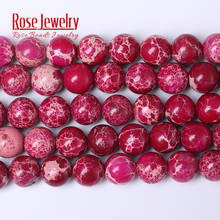 Natural Stone Fuchsia Sea Sediment Imperial Red Turquoises Round Beads 15" Strand 4 6 8 10 12 mm Pick Size For Jewelry Making 2024 - buy cheap