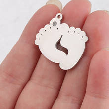 100% Stainless Steel Baby Foot Charm Pendant For Jewelry Making Feet Blank Metal Tags Mirror Polished Wholesale 20pcs 2024 - buy cheap