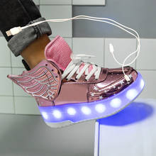 Zapatillas de deporte con luces Led para niños y niñas, Zapatos de deporte con dos ruedas y USB, luminosos e iluminados, 2020 2024 - compra barato