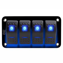 12V-24V 4 gang blue 2 LED Light Rocker Switch Panel Circuit Breaker Boat Marine Waterproof 2024 - buy cheap