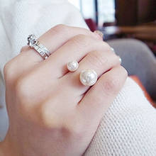R293 женское кольцо с искусственным жемчугом 18KGP регулируемое кольцо с искусственным жемчугом, модное ювелирное изделие, обручальное кольцо на палец, 2017 2024 - купить недорого
