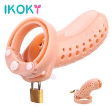 IKOKY Anti-masturbation Cock Cage with 5 Size Penis Ring Adults Products Sex Toys for Men Chastity Lock Male Chastity Device 2024 - buy cheap