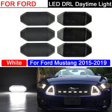 6 pçs grade dianteira branco led drl luz de condução diurna para ford mustang 2015 2016 2017 2018 2019 2024 - compre barato