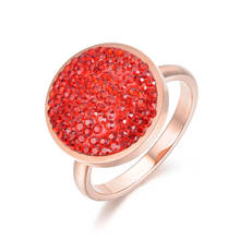 Joyería de anillos de boda de forma redonda de Color oro rosa, anillos de diamantes de imitación negros/rojos de acero inoxidable para mujer Anneau R18031 2024 - compra barato
