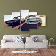 Pintura em tela impressão hd 5 peças, filme velozes e furiosos carro de corrida imagens decorativas para casa arte de parede 2024 - compre barato