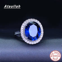 Ataullah-anillo ovalado de zafiro azul para mujer, joyería de plata de ley 925, nueva piedra de la moda, anillos de compromiso para mujer RW125 2024 - compra barato
