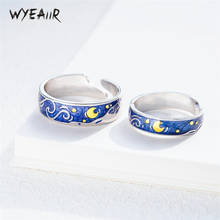 WYEAIIR Exquisite Van Gogh Starry Sky Couple Gift Sweet Romantic Silver Color Female Resizable Opening Rings 2024 - buy cheap