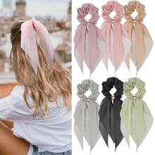 Candy Color Women Hair Scrunchie Bows Ponytail Holder Hairband Bow Knot Scrunchy Girls Hair Ties Hair Accessories Christmas 2024 - купить недорого