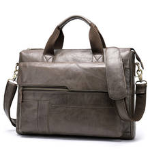 Retro genuine leather male Laptop briefcase bag men Tote handbag business horizontal section bag male shoulder bag Crossbody bag 2024 - buy cheap