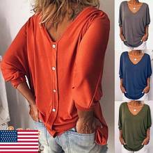 Camisa feminina manga comprida folgada, blusa feminina social casual botões chiffon 2024 - compre barato