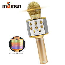 Upgrades de MAMEN Handheld Karaoke Microfone Sem Fio Bluetooth Speaker Profissional Gravador de Mic Music Player Cantando KTV Microfone 2024 - compre barato