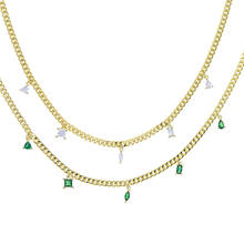 Женское Ожерелье из кубинской цепи, ожерелье золотого цвета с квадратным кубическим цирконием в форме капли, 5 А, 2021 2024 - купить недорого