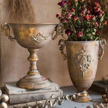 Vaso de flores clássico com goblet, arranjo de flores retrô de ferro forjado, arranjo de flores, castiçal dourado, decoração de casa sn805 2024 - compre barato