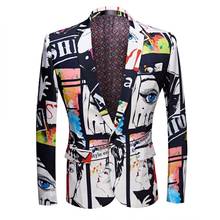 Luxury Brand Men Blazer Jacket Masculino Hip Hop Print Blazer Hombre Hot Casual Men Suit Jacket Slim Fit Party Suit Coat Men 2024 - buy cheap