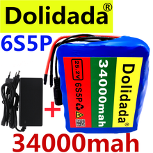 Batería de iones de litio de 24V, 34Ah, 6S5P, 18650, 25,2 v, 34000mAh, para ciclomotor, bicicleta eléctrica, batería de iones de litio + cargador de 2A 2024 - compra barato