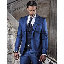 New Classic Homens Terno do Noivo Terno Slim Fit Easculino Smolking Noite Ternos Para Homens Smoking Azul Noivo Padrinhos traje homme 2024 - compre barato