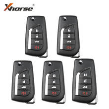Xhorse-llave remota de cable XKTO10EN para Toyota Flip, 4 botones, versión en inglés, 5 unids/lote 2024 - compra barato