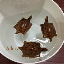Decoración de acuario de piscina de tortuga pequeña de cerámica flotante marrón, artesanías de jardín para el hogar, estilo Zakka 2024 - compra barato