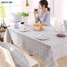 ZHUO MO plaid Tablecloth Cotton and linen waterproof rectangle table Cloth 5 colors Dining Table Cover for Home Decoration 2024 - buy cheap