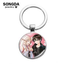 SONGDA Sword Art Online Souvenir Keychain SAO Game Figure Cartoon Print Transparent Glass Dome Key Ring Holder Anime Accessories 2024 - buy cheap