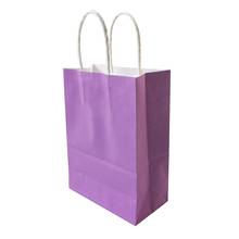 10 шт./лот пурпурный пакет из крафт-бумаги с ручками 21x15x8 см праздничный Подарочный пакет высококачественные сумки для покупок 2024 - купить недорого