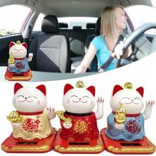 Car Decor Solar Lucky Cat Cute Welcoming Fortune Symbol Figurine Paw-waving Cats Chinese Culture Bringing Luck And Great Fortune 2024 - buy cheap