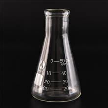 Frasco cônico de vidro para pesquisa científica, frasco transparente de vidro seguro para laboratórios, 1 peça de 50ml 2024 - compre barato