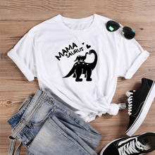 Camiseta con estampado de dinosaurio Mamasaurus para mujer, ropa 100% de algodón, estética informal, con gráfico grunge, hipster, tumblr 2024 - compra barato