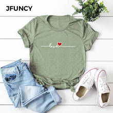 JFUNCY Plus Size Cotton T-Shirt New Heart Print Woman T Shirt Oversize Women Tshirt Female Short Sleeve Tees Summer Tops Mujer 2024 - buy cheap