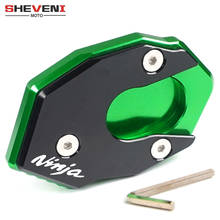 Green Aluminum Side Stand Pad for KAWASAKI NINJA 250 300 650 1000 ER6F ER4F ZX6R ZX10R Motorcycle Plate Kickstand Extension Pad 2024 - buy cheap