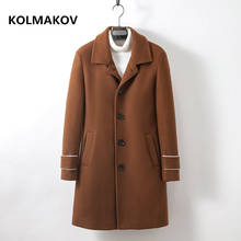 Casaco trench coat masculino clássico, outono e inverno 2021 estilo longo fashion casual de alta qualidade de lã sobretudo de lã 2024 - compre barato
