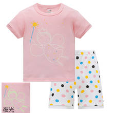 2021 Noctilucent Pattern  Kids Clothes Baby Grils Short Sleeve Cotton Pajamas PJS Childrens Sleepwear Pyjamas Pijamas Sets 2024 - buy cheap