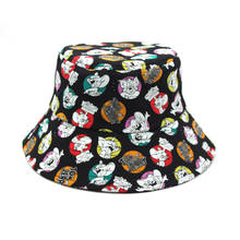 Sombrero de pescador con estampado de gato y ratón para hombre y mujer, gorro de pescador con visera de sol, estampado de animales, divertido Anime 2024 - compra barato