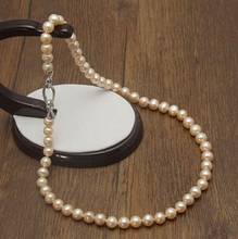 Joyería de moda, collar de perlas cultivadas de agua dulce redondas AAA de 7-8mm, color blanco y rosa, envío gratis 2024 - compra barato