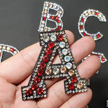 26 Alphabet Letters Red Mix Rhinestone Sew Iron On Patches Embroidery Badge For Clothes DIY Appliques Clothing Stripes Craft Diy 2024 - buy cheap