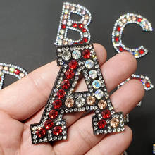 Letras do alfabeto 26 Mix Vermelho Sew Strass Ferro Em Remendos do Bordado Emblema Para Roupas Listras Roupas DIY Apliques Artesanato Diy 2024 - compre barato