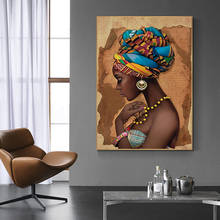 African Woman Modern Canvas Painting Wall Art Black Girl Art Prints Wall Poster Decoration Home Picture for Living Room Bedroom 2024 - buy cheap