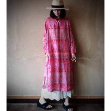 Women Loose Ramie Printed Dress Ladies Vintage Print Retro Dress Female Autumn Spring 2022 Dress 2024 - buy cheap