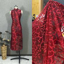 New red heavy mesh embroidery full-width lace fabric dress wedding dress cheongsam custom fabric 2024 - buy cheap