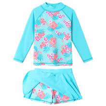 BAOHULU-traje de baño de dos piezas para niñas, Tankini, Top y falda, ropa de natación, manga larga, para surfear en la playa 2024 - compra barato