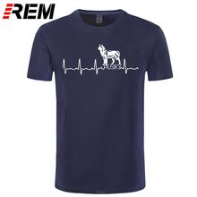 Camiseta masculina com manga curta, camiseta de algodão puro para animais, com estampa de batimento cardíaco, para amantes do cachorro 2024 - compre barato