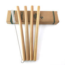 Pajita de bambú Natural orgánico Biodegradable, Pajita de bambú ecológica, reutilizable, y estuche con cepillo, 4 Uds. 2024 - compra barato