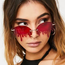 Gafas de sol de lujo con forma de lágrima para mujer, anteojos de sol femeninos con forma de diamante, Estilo Vintage, Punk, sin montura, UV400 2024 - compra barato