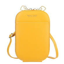 Роскошная миниатюрная сумка через плечо для женщин с кармашком для сотового телефона, кожаный кошелек, маленькая сумочка желтого цвета, Женский мессенджер 2024 - купить недорого