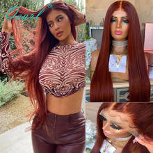 Silky Straight Lace Front Wig 13x6 Human Hair Frontal Women Wigs Red Deep Part Brazilian Remy Hair Auburn Glueless Wig Qearl 2024 - buy cheap